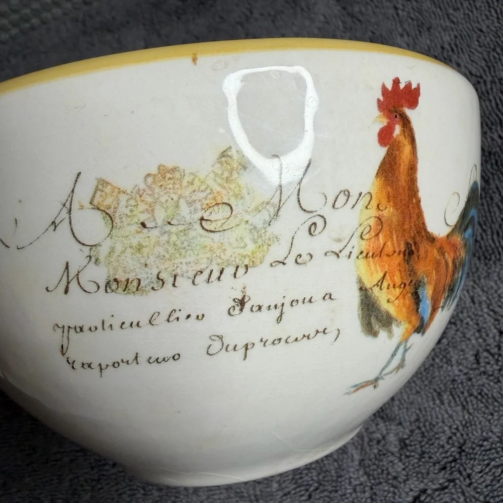 William Sonoma Rooster Script Soup/Cereal Bowl